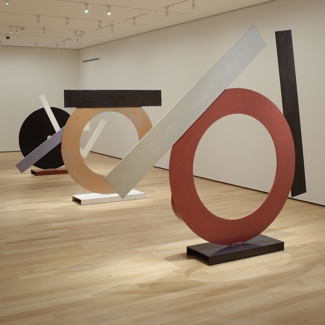 Installation at the Lunder Center at Sone Hill of "Circle V," "Circle I" and "Circle II," left to right. (Mike Agee)