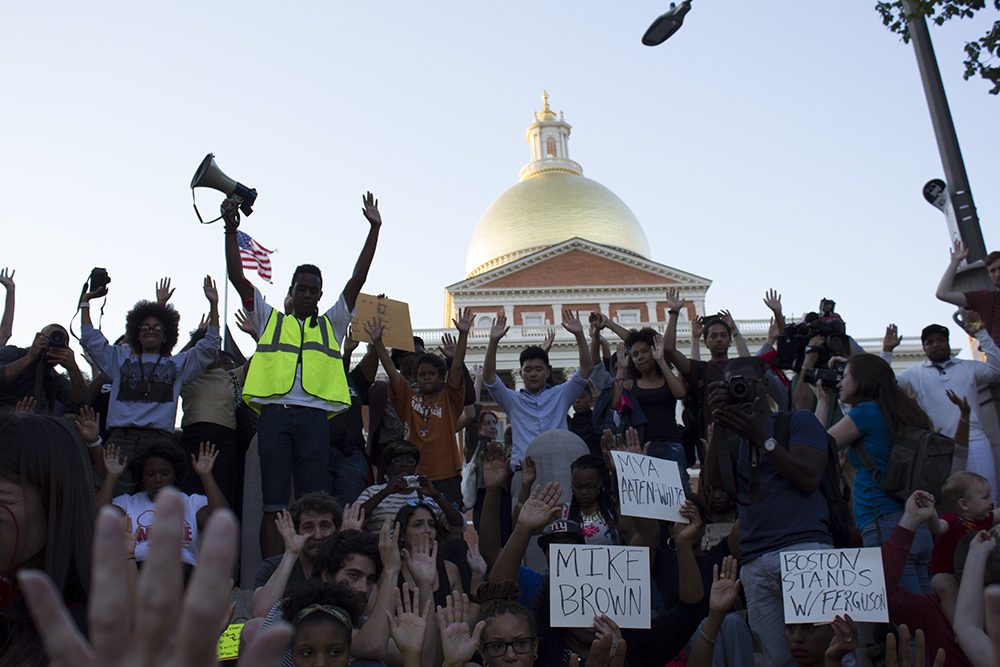 The Boston Common gathering was one of many planned across the country by a movement calling itself the National Moment of Silence For Victims of Police Brutality. (Nate Goldman/WBUR)