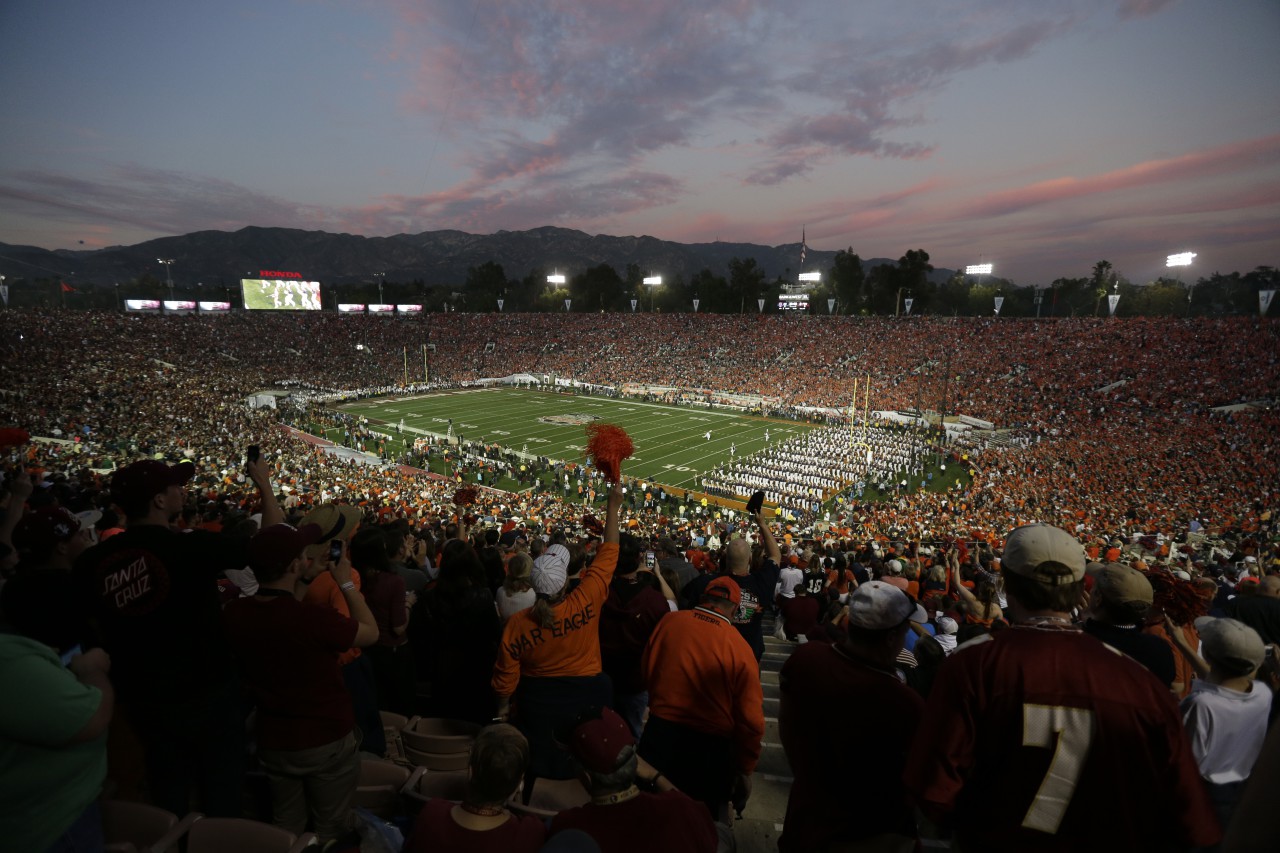 The Rose Bowl before the NCAA BCS National Championship college football game between Auburn and Florida State Monday, Jan. 6, 2014, in Pasadena, Calif. (AP/Gregory Bull)