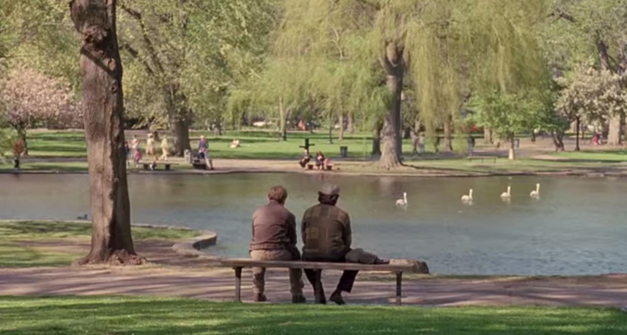 A scene from "Good Will Hunting" shot at Boston's Public Gardens. (YouTube)