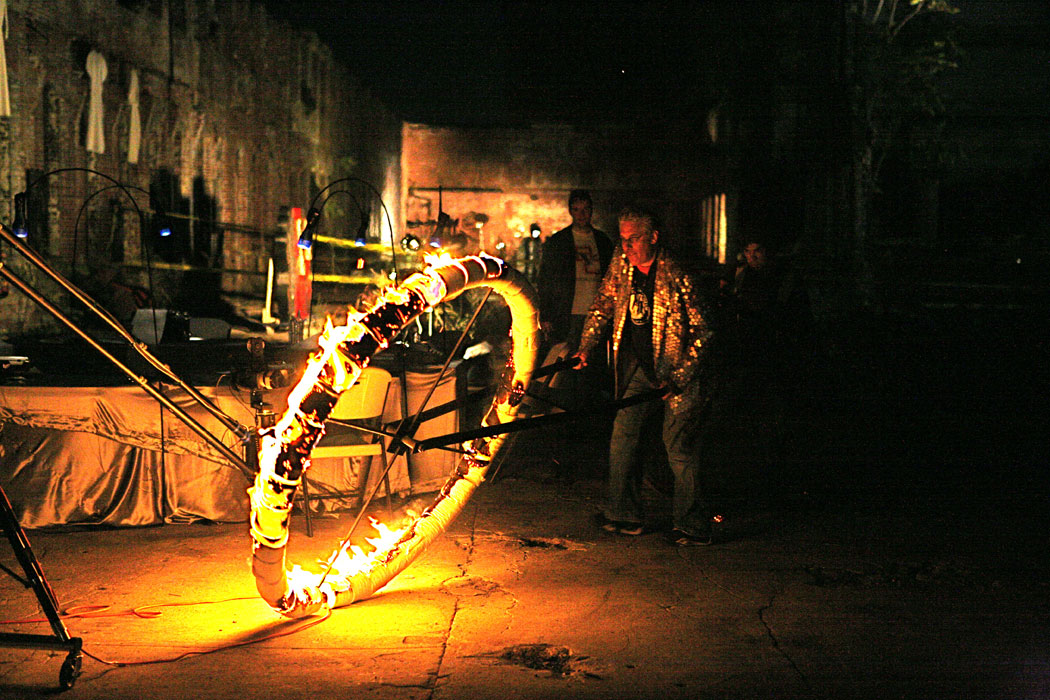 Jerry Beck performing at the Revolving Museum's Hamilton Mills Ruin Project in 2007. (Bob Pare)
