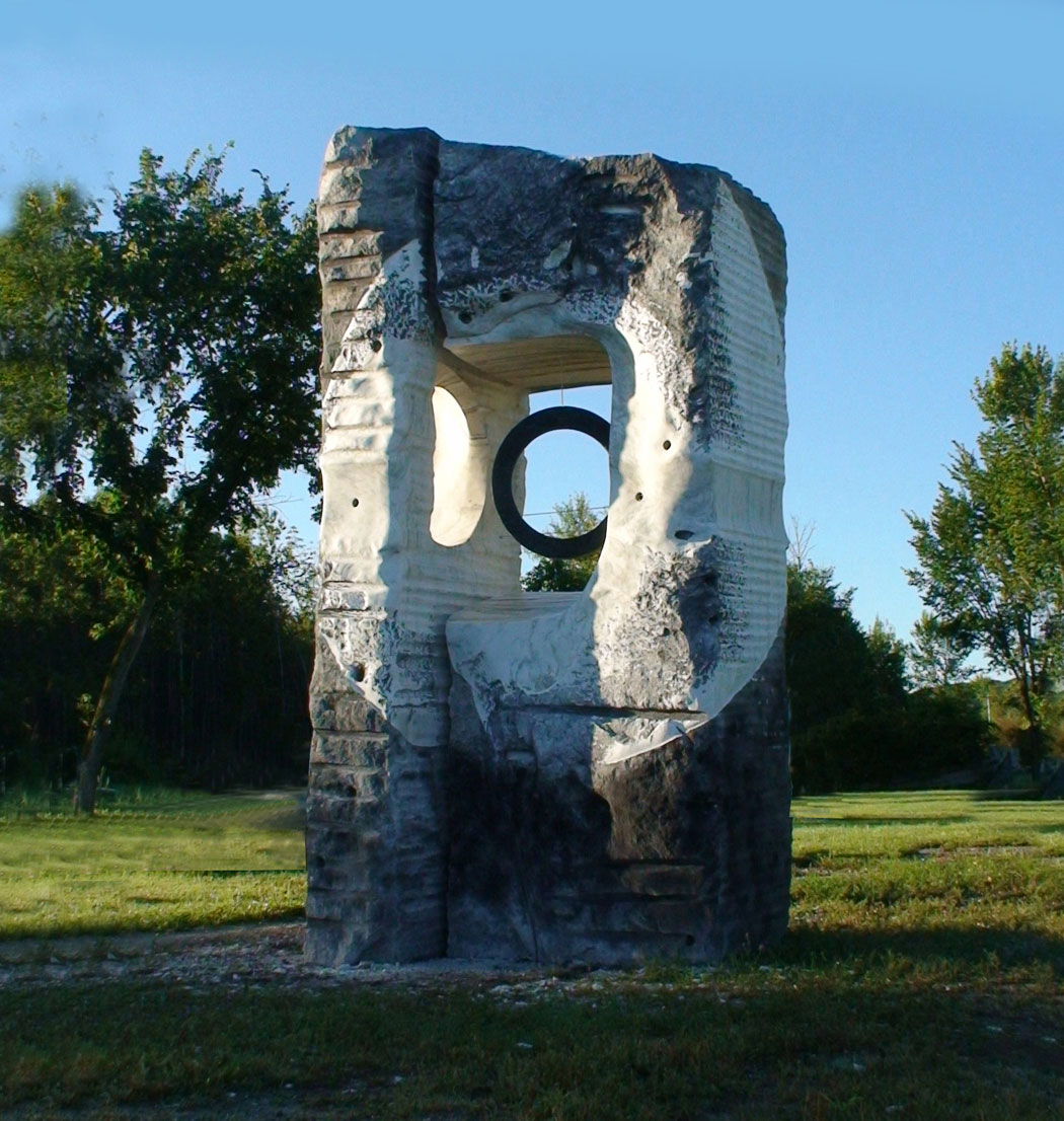Anh Tran’s 11-foot-tall marble "Aura of Friendship," (2013) at the Carving Studio and Sculpture Center in West Rutland, Vermont. (Courtesy)