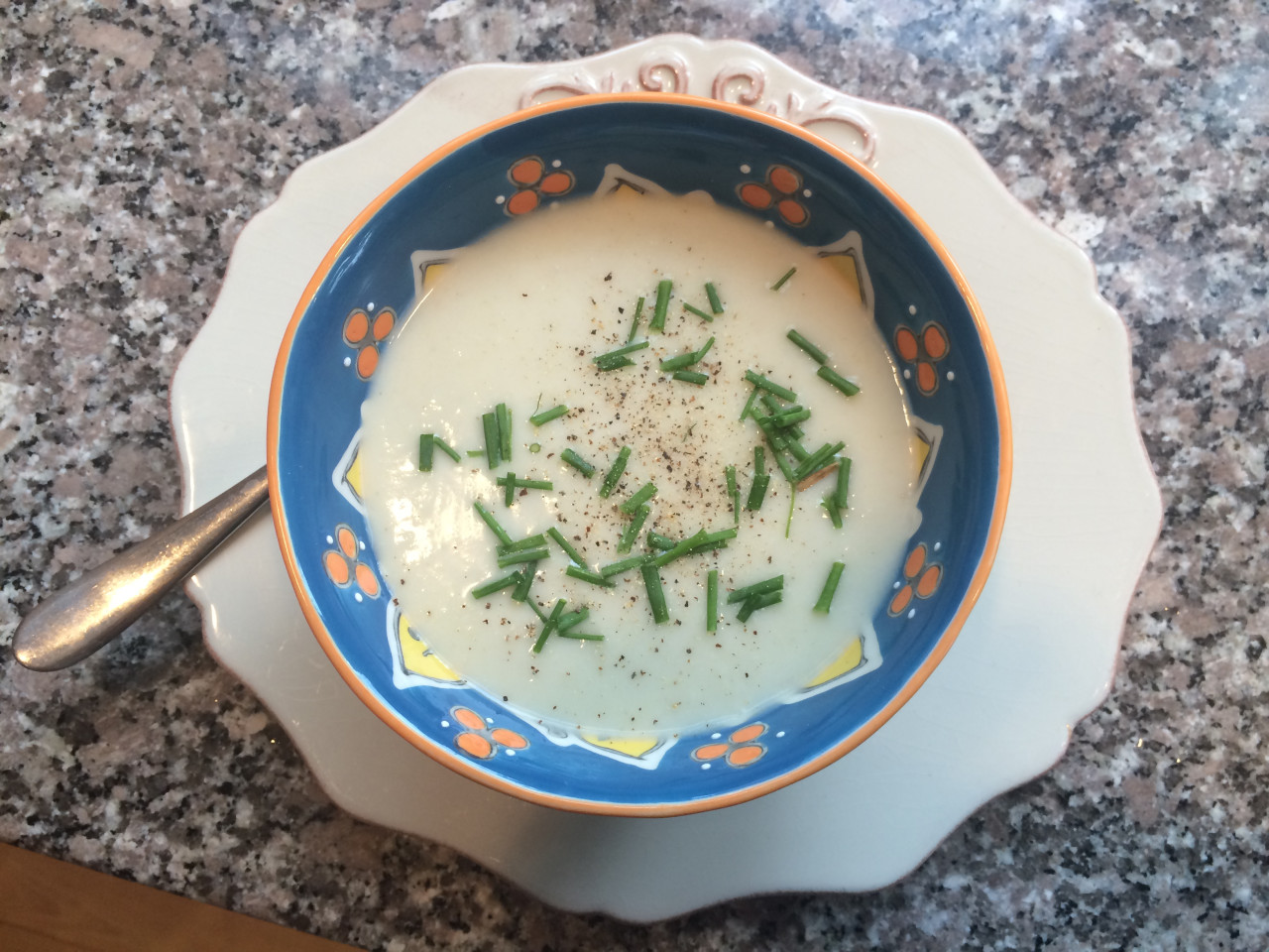 Kathy Gunst's Vichyssoise is also known as Hot Potato Leek Soup. (Kathy Gunst/Here &amp; Now)