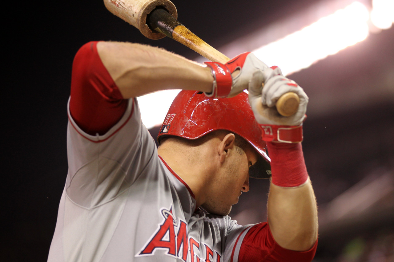 Superstar outfielder Mike Trout and the Los Angeles Angels have the best offense (and best record) in baseball. But will those regular season accomplishments guarantee postseason success? (Andy King/Getty Images)