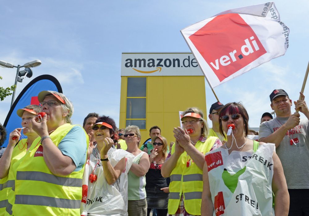 German Amazon Workers Strike For Better Wages Here & Now