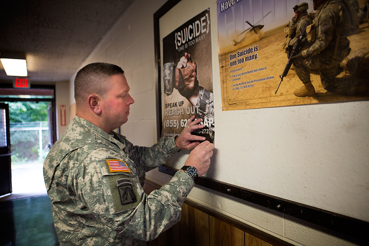 Fighting suicide is Sgt. Maj. Bill Davidson's full-time job. He heads a program for the Massachusetts National Guard called Resilience, Risk Reduction and Suicide Prevention. (Jesse Costa/WBUR)