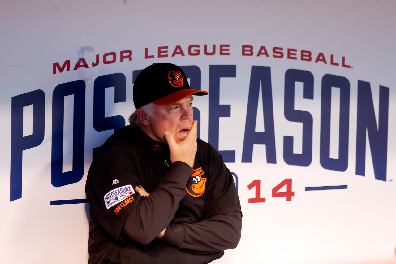 Manager Buck Showalter is searching for answers with his Orioles facing elimination in the ALCS. (Ed Zurga/Getty Images)