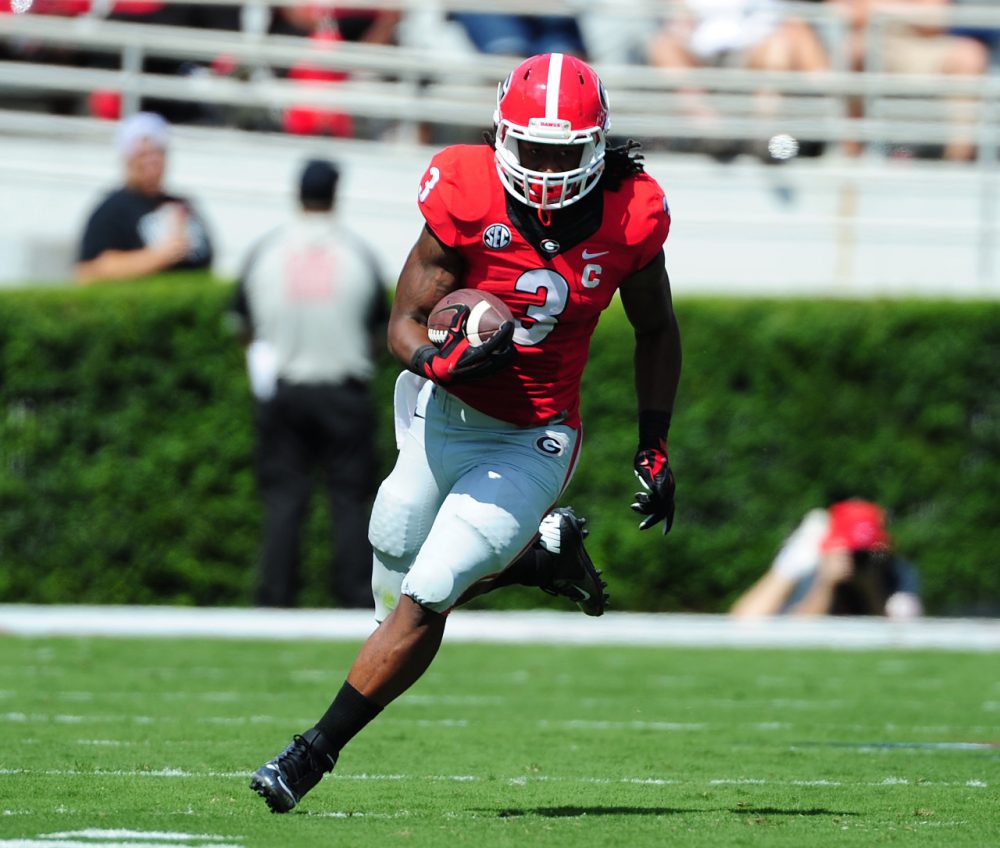 Georgia running back Todd Gurley has been suspended indefinitely while he's investigated for allegedly accepting cash in exchange for his autograph. (Scott Cunningham/Getty Images)