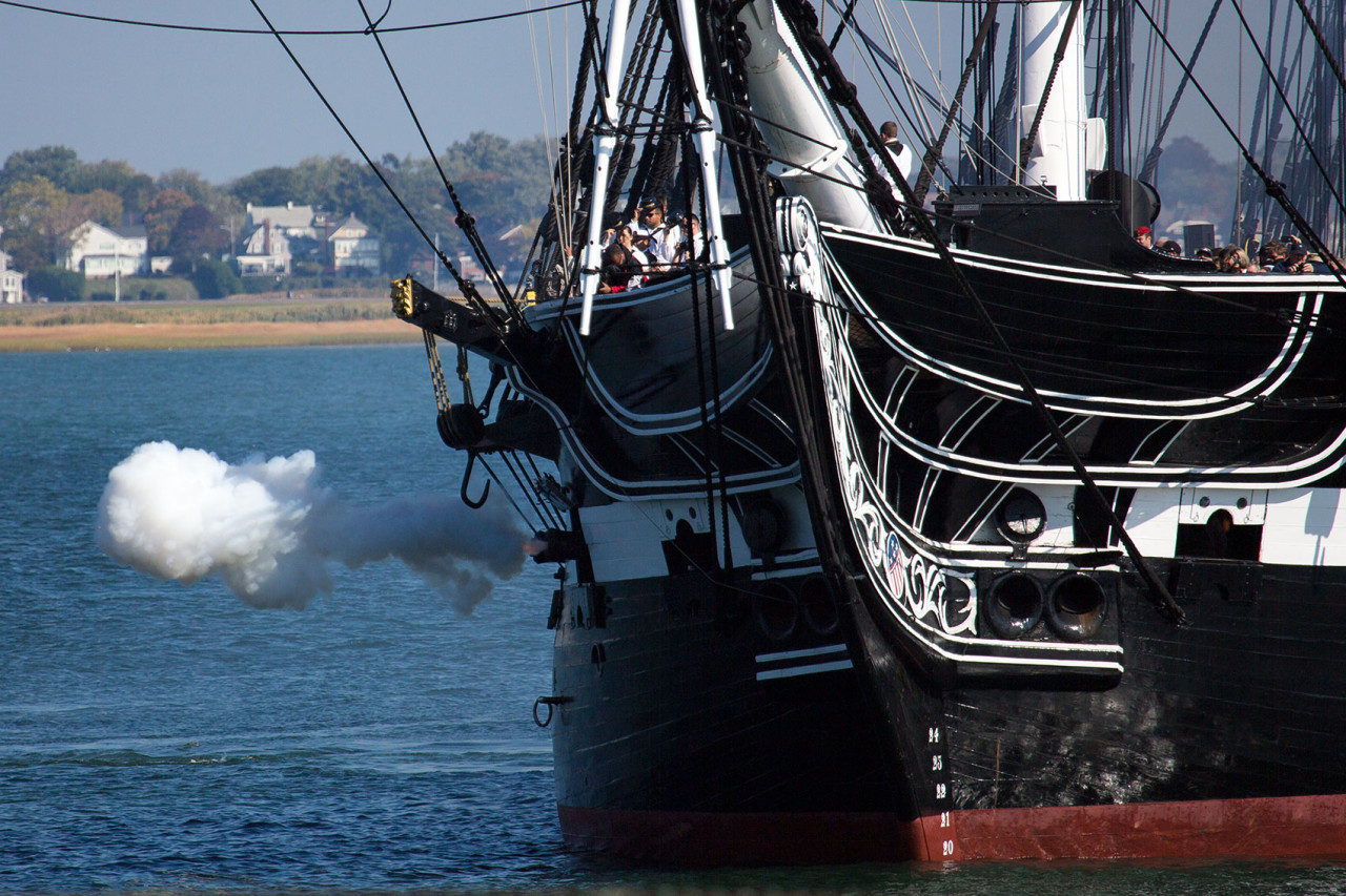 One of the cannon shots from the USS Constitution. (Jesse Costa/WBUR)