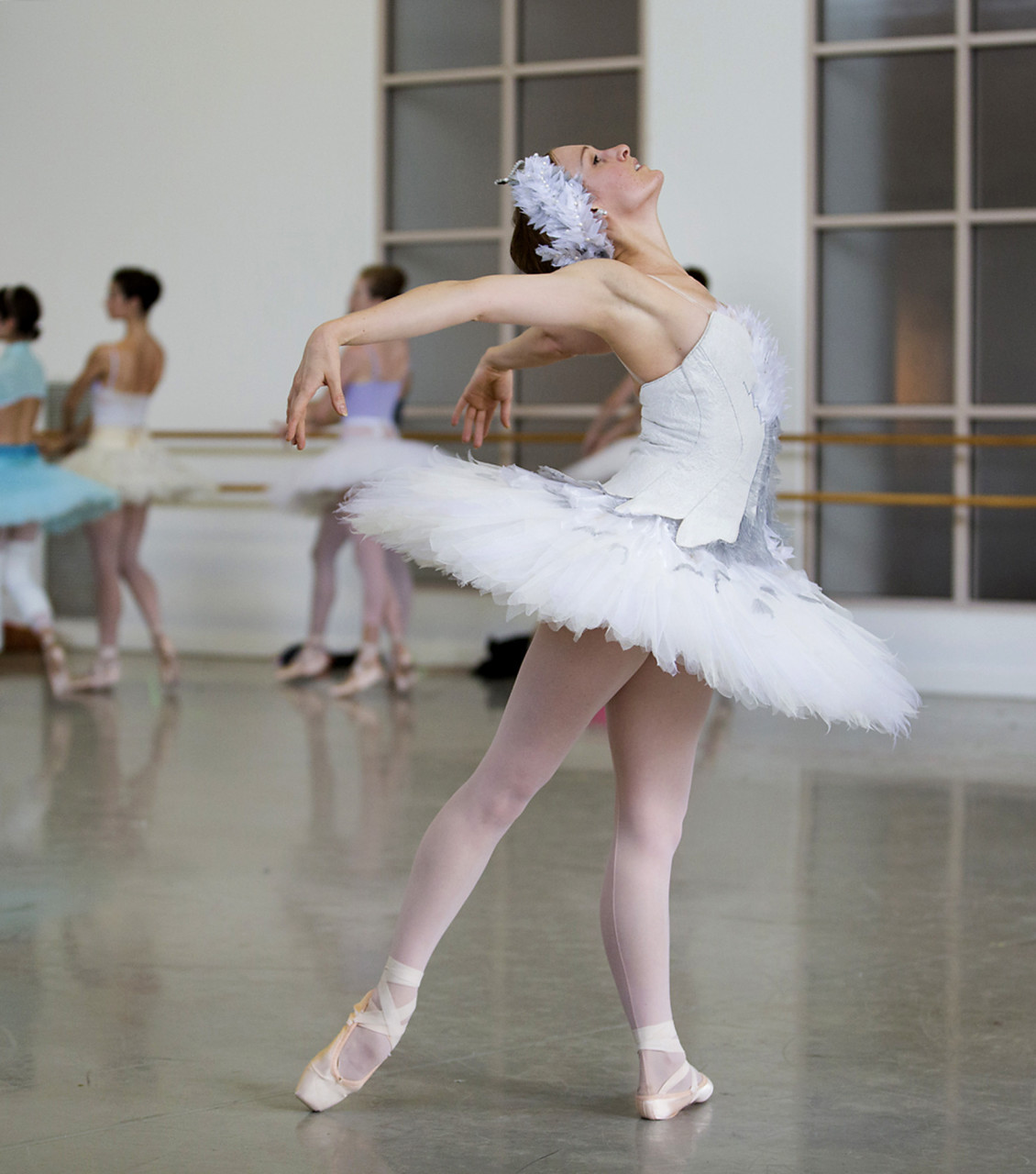 Ashley Ellis rehearses the role of Odette during a costume run-through of "Swan Lake" at the Boston Ballet studios. (Lawrence Elizabeth Knox)
