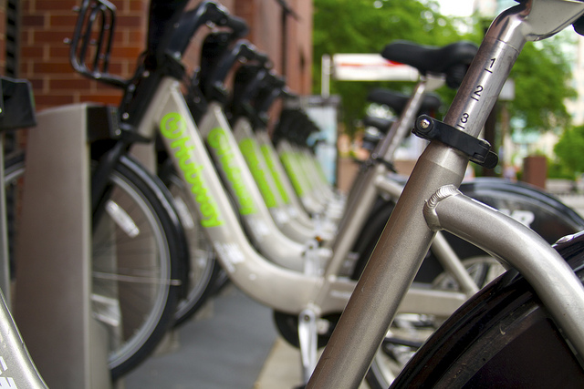 A Hubway station in Boston (jon.t/Flickr)