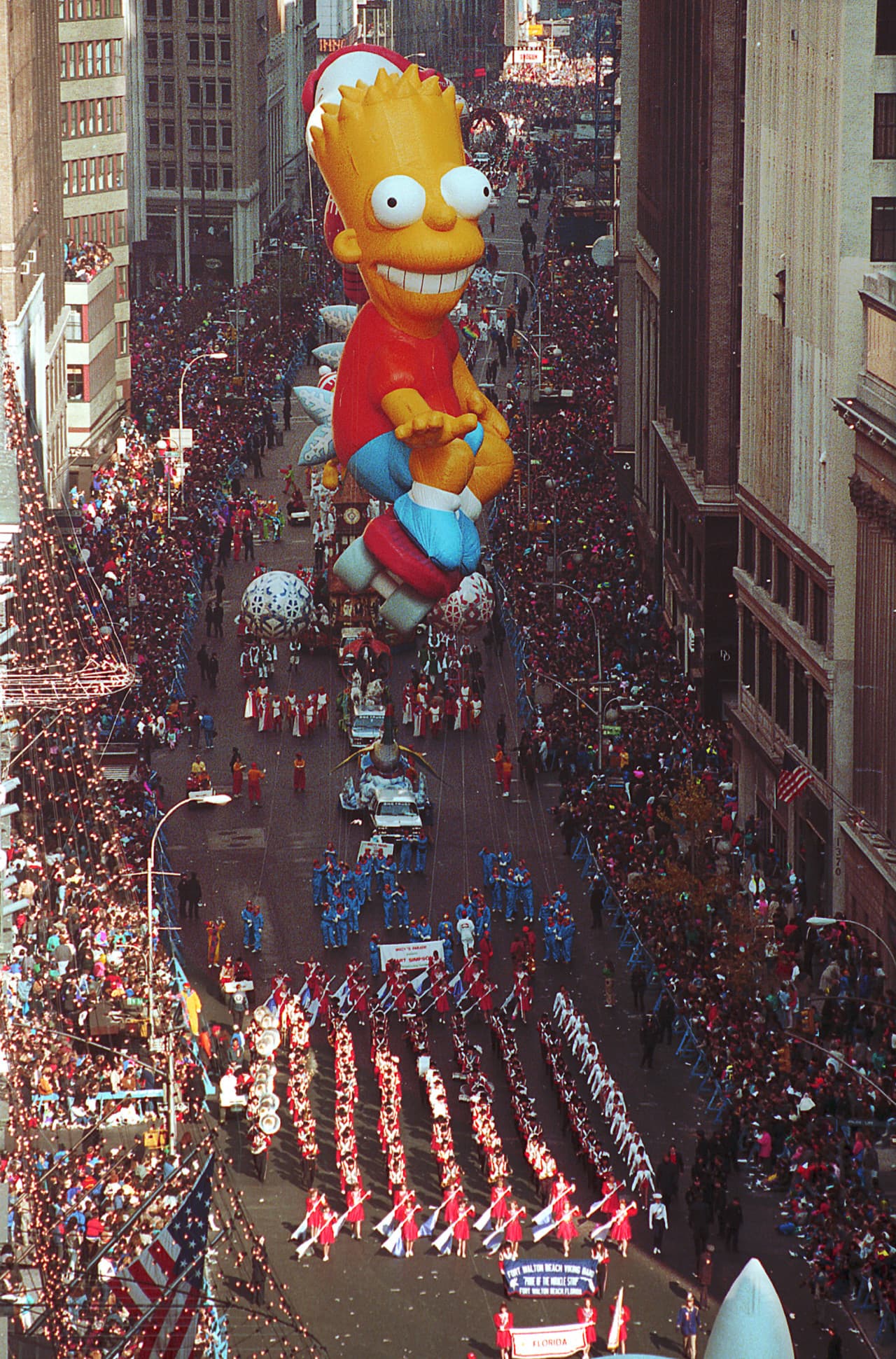 Bart Simpson makes his debut on his skateboard in the 1990 parade.  (Bebeto Matthews/AP)