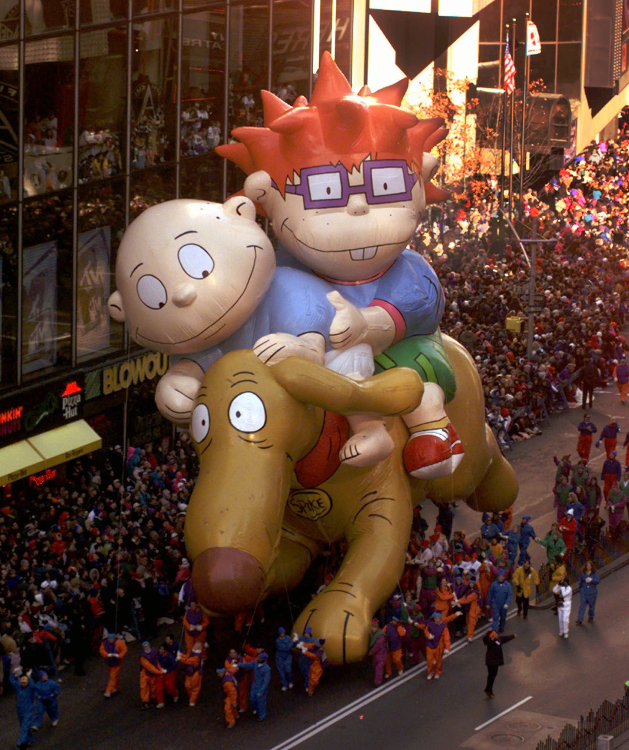The Rugrats balloon floats through New York's Times Square during the 1997 parade. (Adam Nadel/AP)