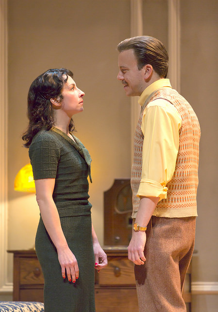 Annie Purcell as Hennie and Eric T. Miller as the Bergers' boarder, Moe Axelrod. (T. Charles Erickson)