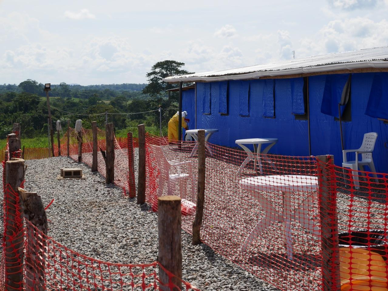 An Ebola treatment unit in Bong County, Liberia, where Welch trains. (Courtesy of John Welch)