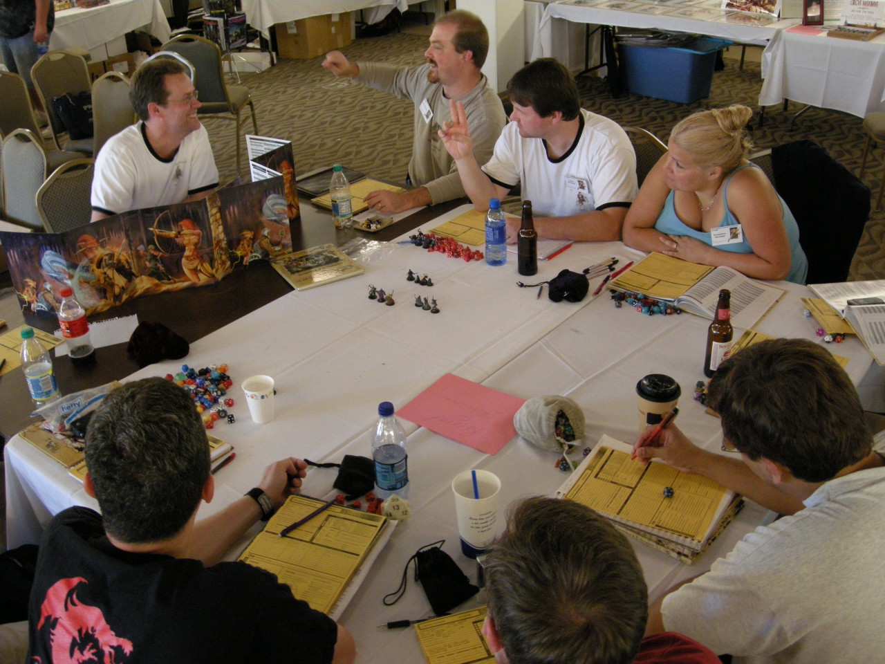 Gamers playing D&amp;D at a convention in Lake Geneva, Wisconsin, in 2008 (Ethan Gilsdorf)