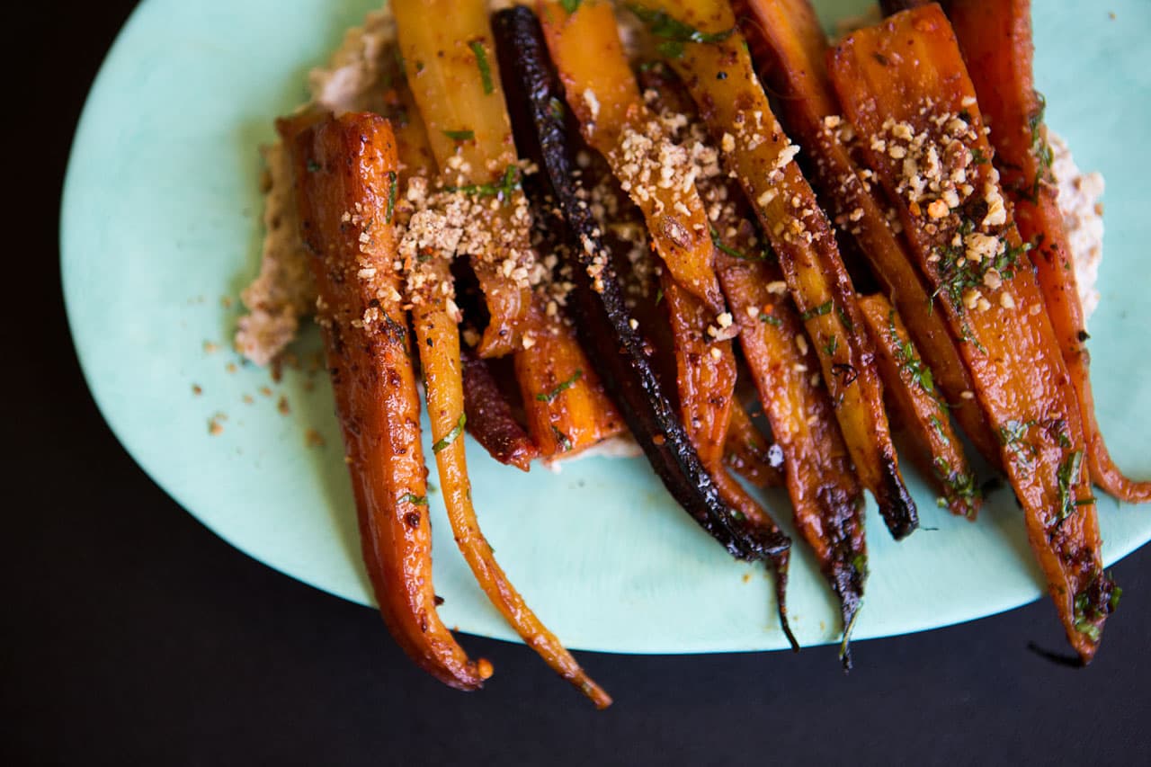 Maple-Roasted Carrots With Maria’s Pecan Labne (Jesse Costa / WBUR)
