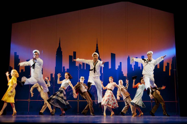 The cast of the current Broadway revival of "On The Town" in a preview performance. (Courtesy On The Town)