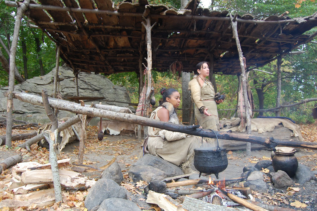 Cooking at the Wampanoag homesite at Plimoth Plantation. (Greg Cook)
