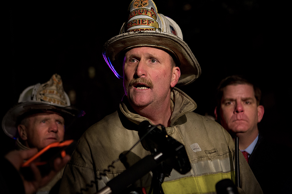 Then-Deputy Chief Joseph Finn said he’s never seen a fire travel as fast as the blaze that took two of his firefighters’ lives. (Jesse Costa/WBUR)
