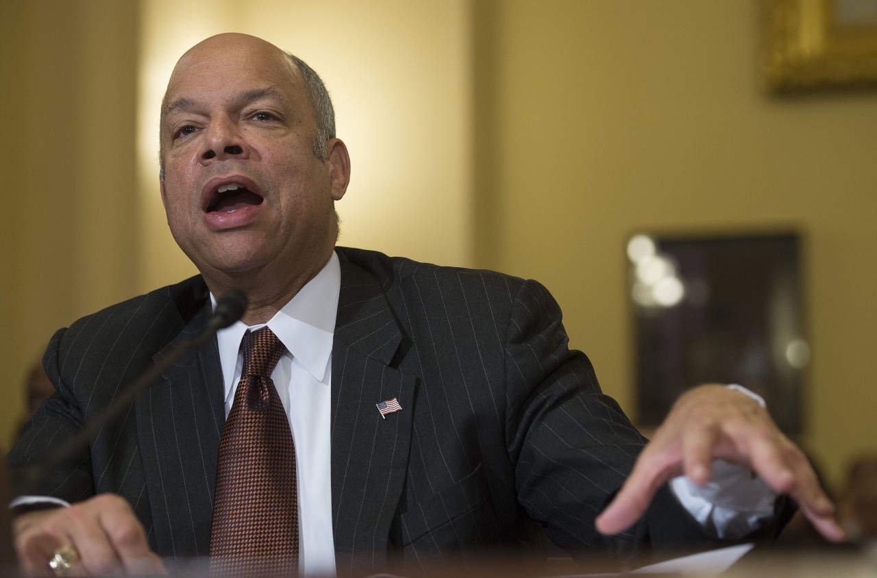 US Secretary of Homeland Security Jeh Johnson testifies before the House Committee on Homeland Security on Capitol Hill in Washington, DC, December 2, 2014, on the impact of Presidential amnesty on border security.  (Jim Watson/AFP/Getty Images)