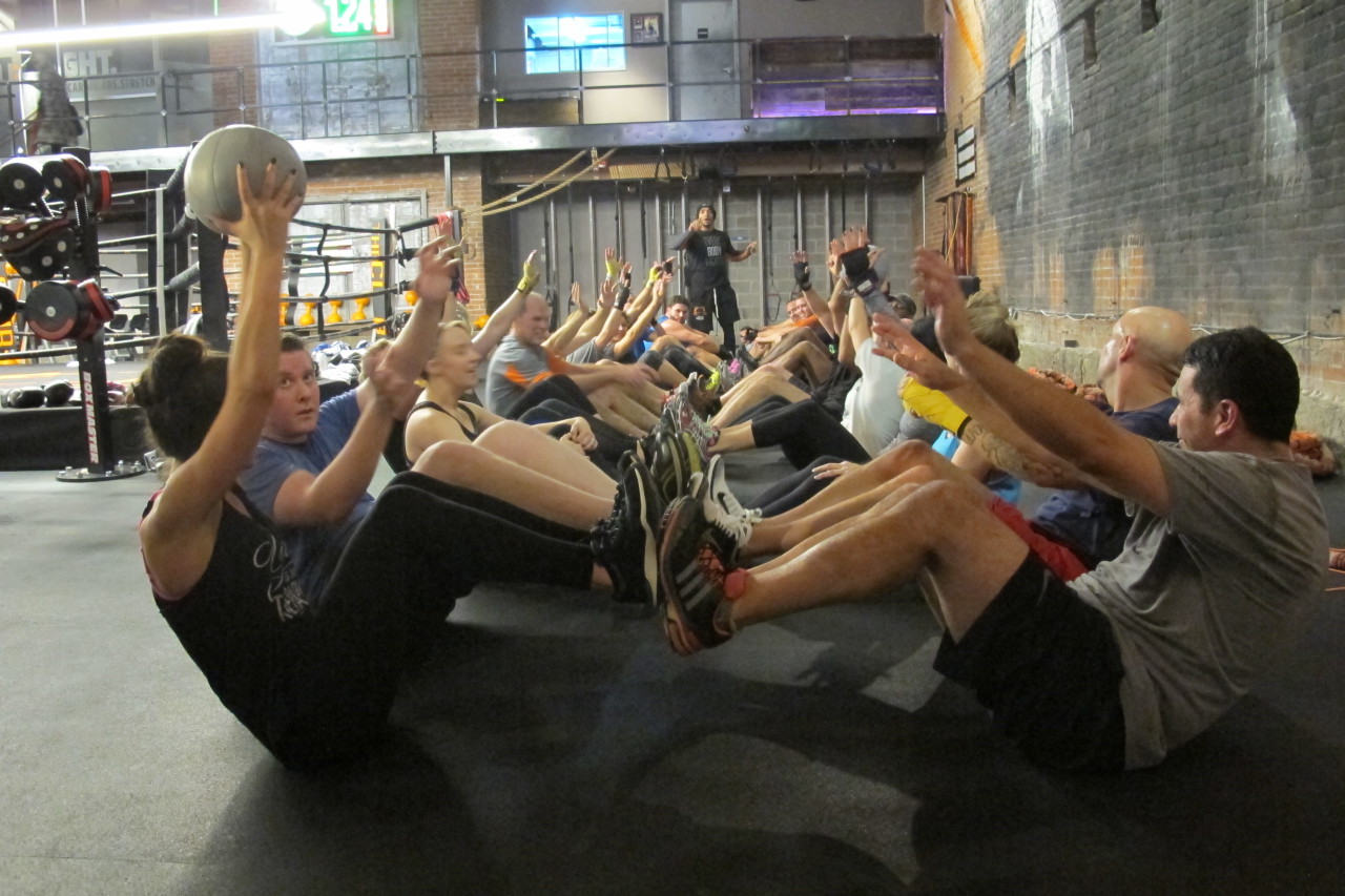 Workouts at The Club emphasize teamwork. (Karen Given/OAG)