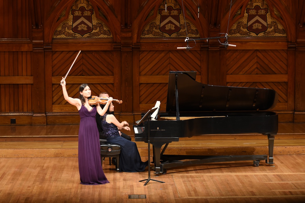Violinist Harumi Rhodes and pianist Mihae Lee in a Boston Chamber Society performance.  (Chung Yiu Cheng)