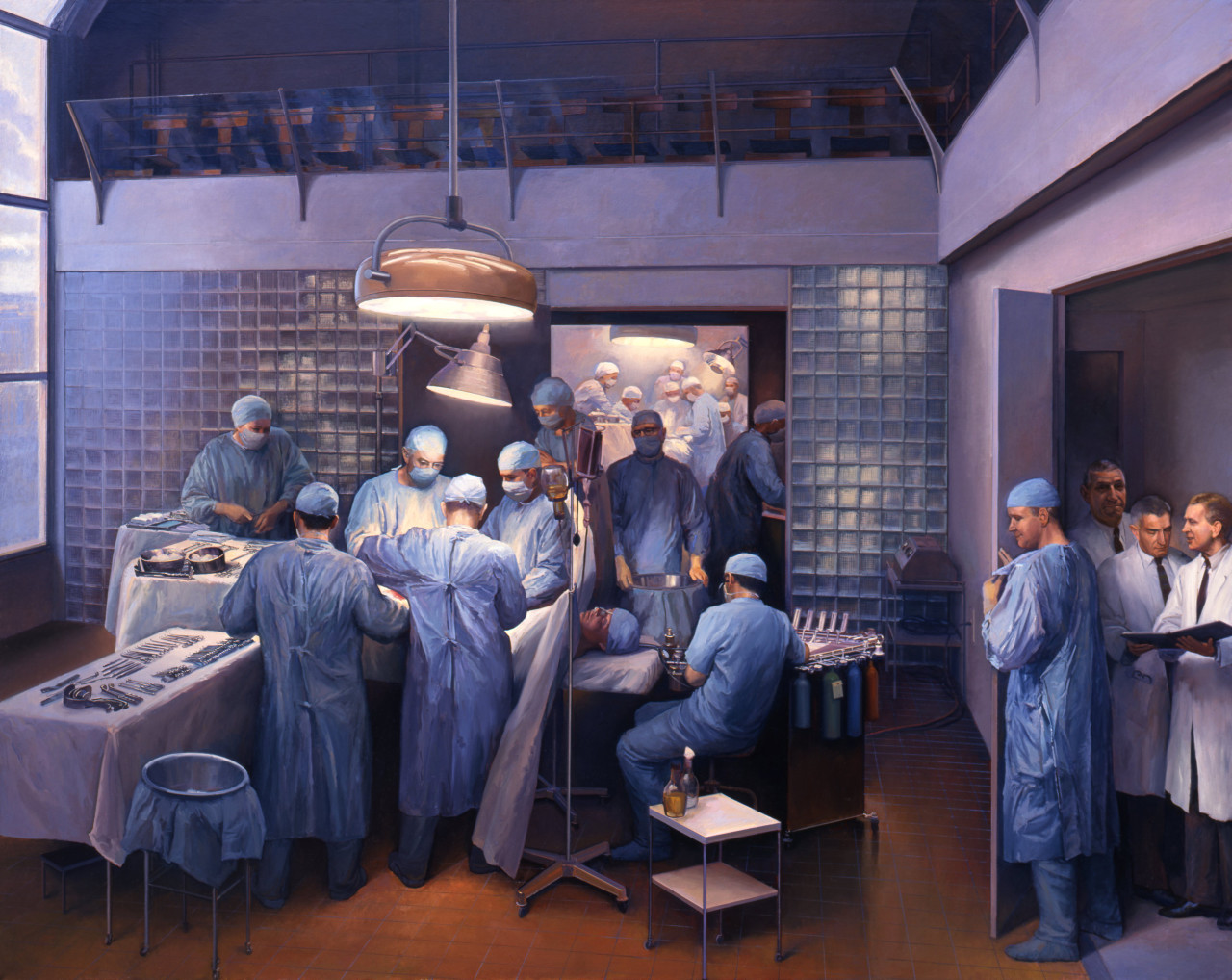 First Successful Organ Transplantation in Man 1996 oil 70 x 88. A painting by Joel Babb (Courtesy of Joel Babb)