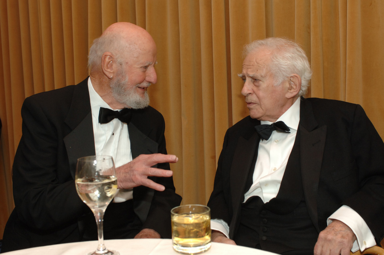 Lawrence Ferlinghetti and Mailer at the National Book Awards in 2005, where they were both honored. (Henry Ray Abrams/AP)