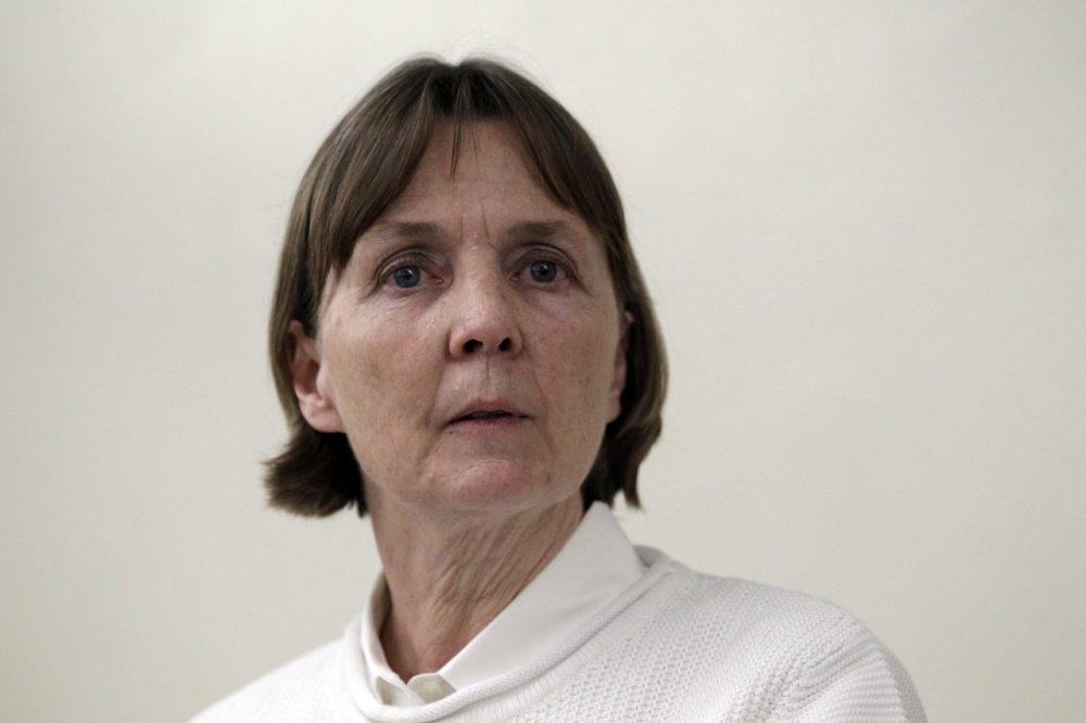 Defense attorney Judy Clarke speaks to students at Loyola Law School in Los Angeles Friday, April 26, 2013. (Reed Saxon/AP)