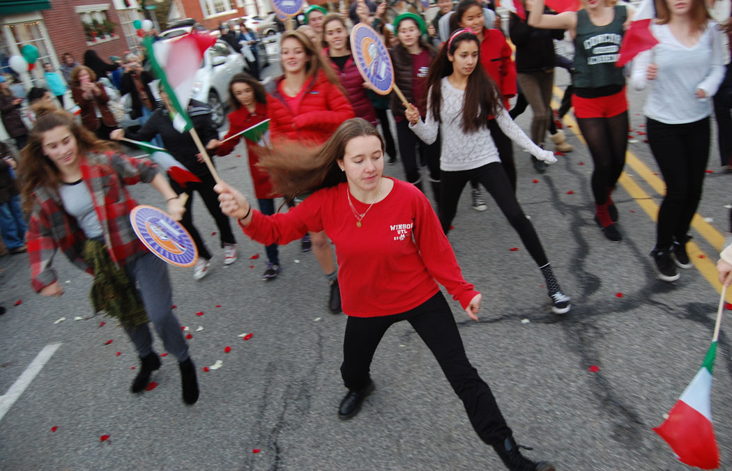 Crucolo dancers lead the cheese parade. (Greg Cook)