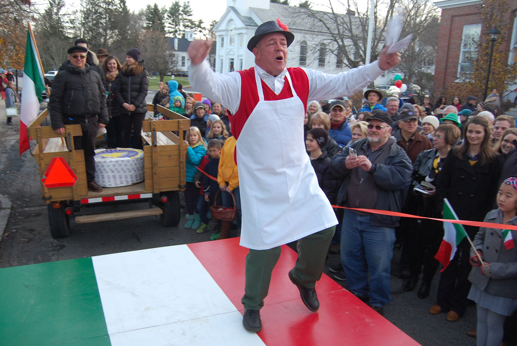Peter Lovis celebrates the arrival of the crucolo cheese. (Greg Cook)