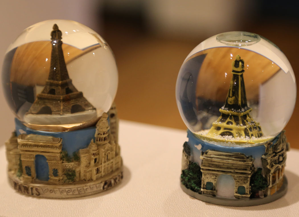 Snow globes celebrating the (then) brand new Eiffel Tower were one of the sensations of the Paris Exposition in 1889. These versions are of a much later vintage. (Courtesy)