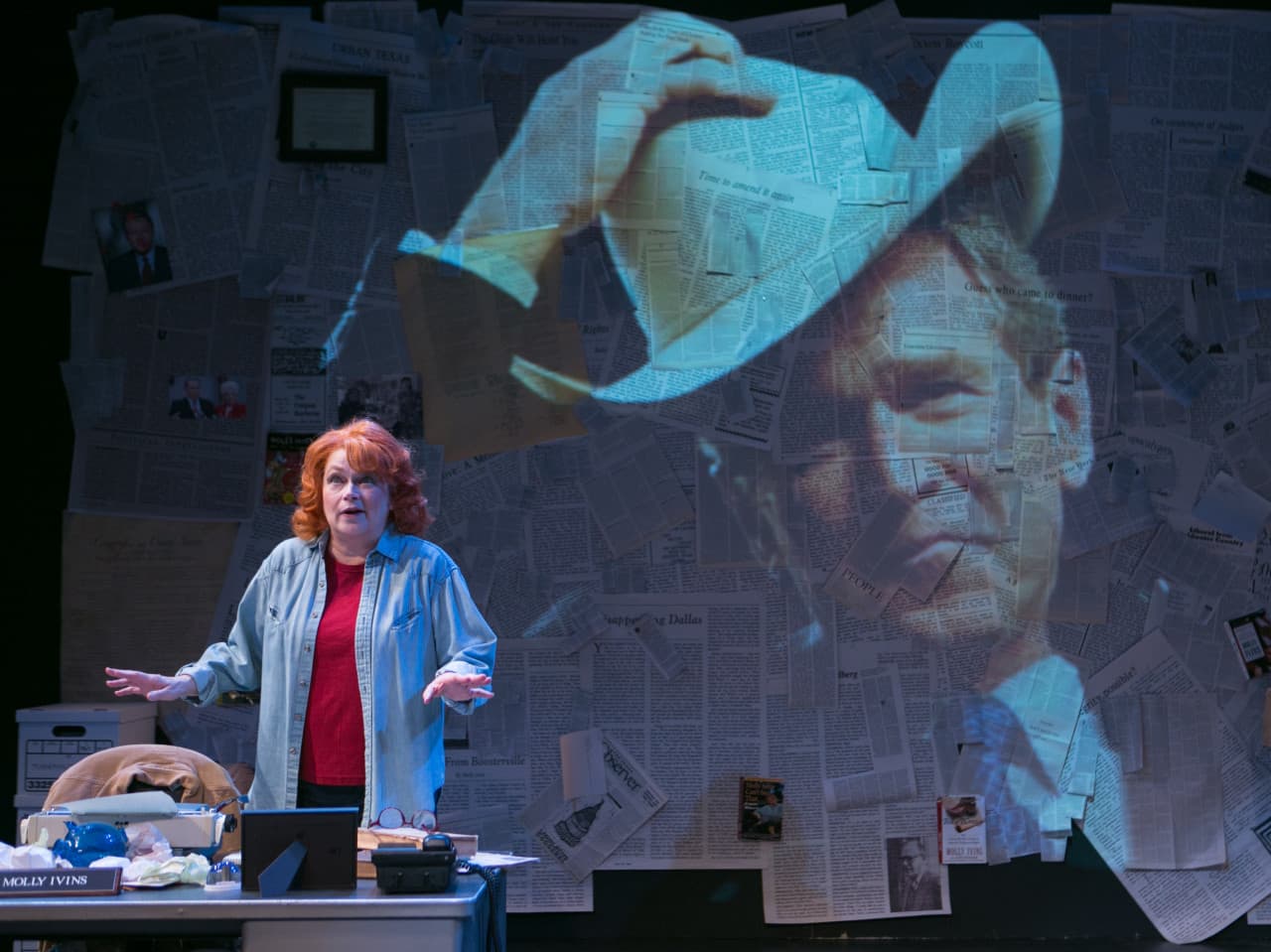 Karen MacDonald as Molly Ivins in "Red Hot Patriot" (Mark S. Howard/Lyric Stage)