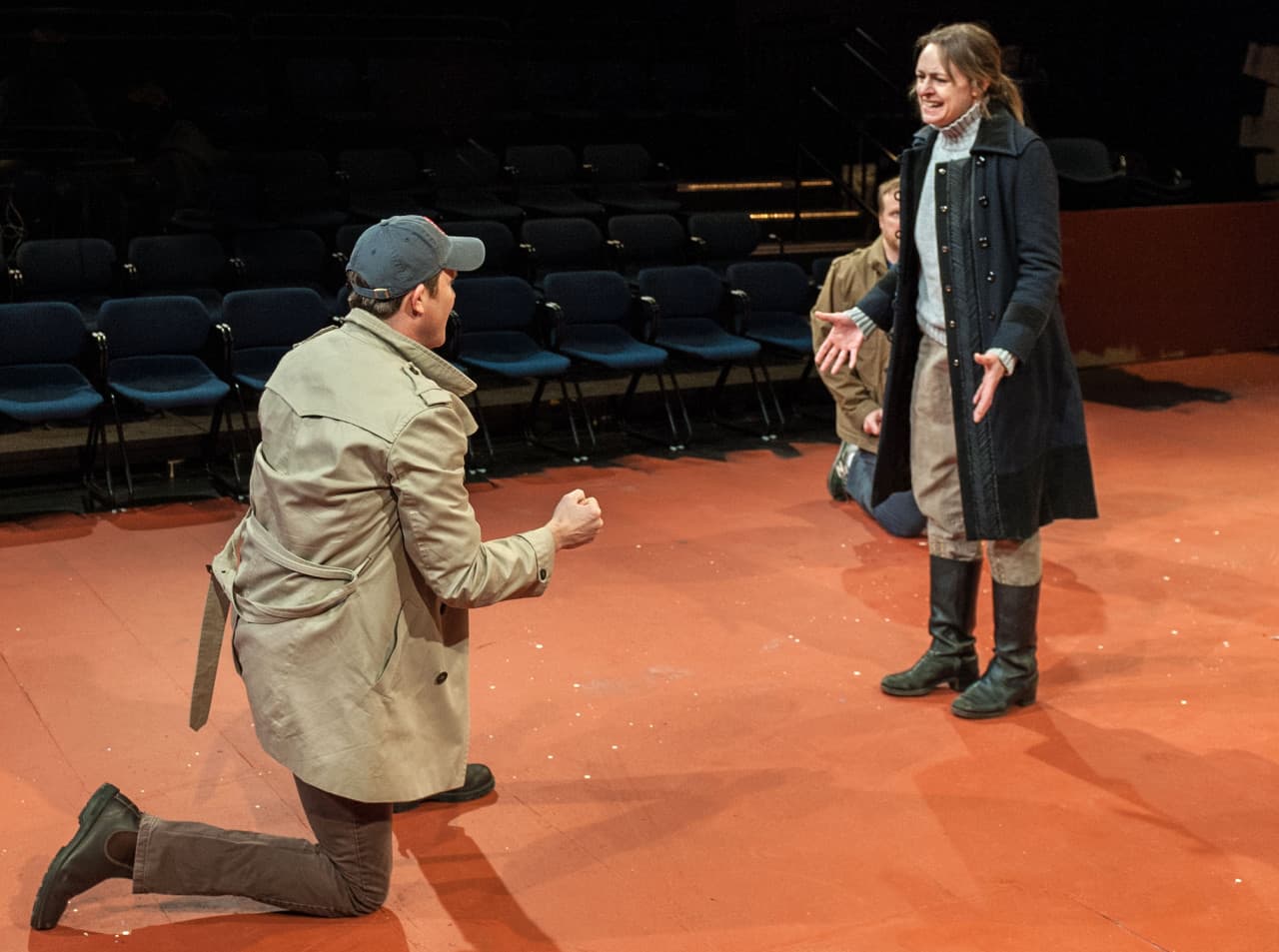 Eric Tucker, Andrus Nichols and Tom O'Keefe in "Bedlam's Saint Joan" at Central Square Theater. (A.R Sinclair Photography)