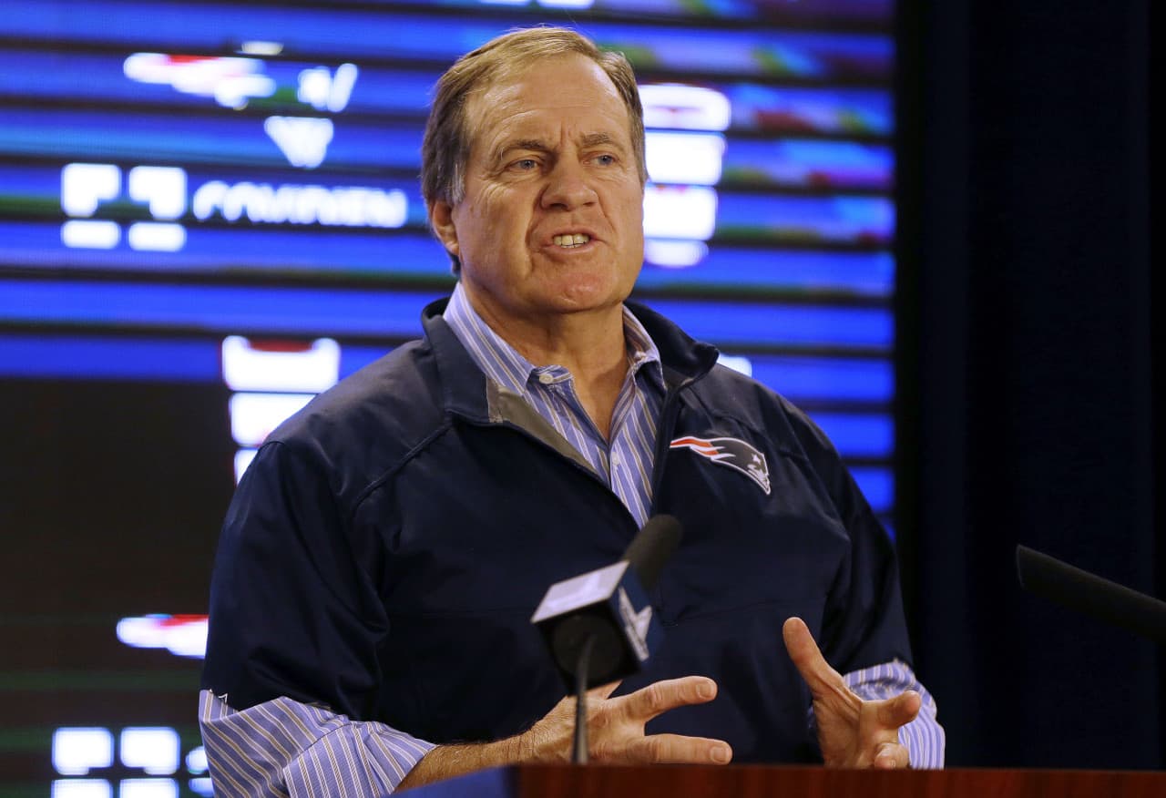 New England Patriots head coach Bill Belichick speaks during an NFL football news confernece at Gillette Stadium, Saturday, Jan. 24. (Steven Senne/AP)