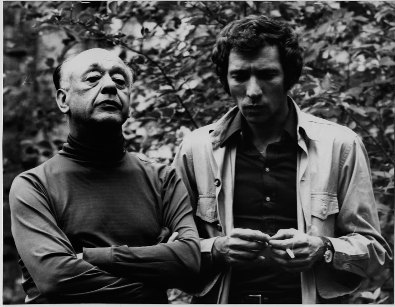 Playwrights Eugene Ionesco and Israel Horovitz in Paris in 1974. (Courtesy Horovitz)