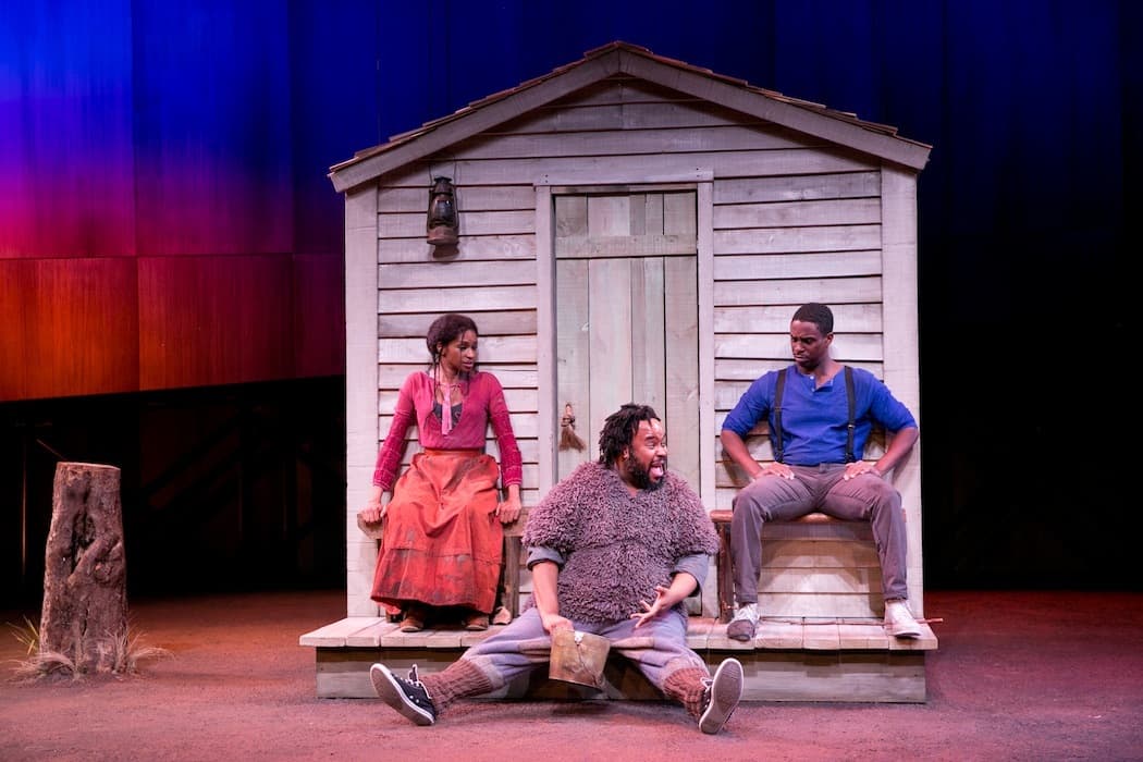 Jenny Jules, Jacob Ming-Trent and Sekou Laidlow in "Father Comes Home From the War (Parts, 1, 2 & 2) at the American Repertory Theater. (Joan Marcus)