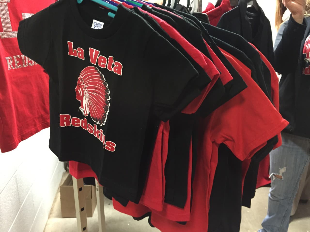Shirts for sale at a La Veta, Colo., high school basketball game. (Rachel Estabrook/OAG)