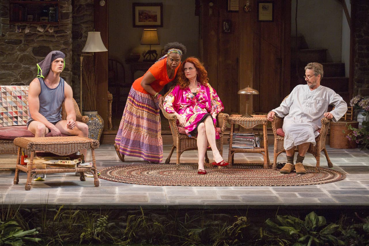 Tyler Lansing Weaks, Haneefah Wood, Candy Buckley and Martin Moran in Christopher Durang's "Vanya and Sonia and Masha and Spike" at the Huntington Theatre Company. (Jim Cox)