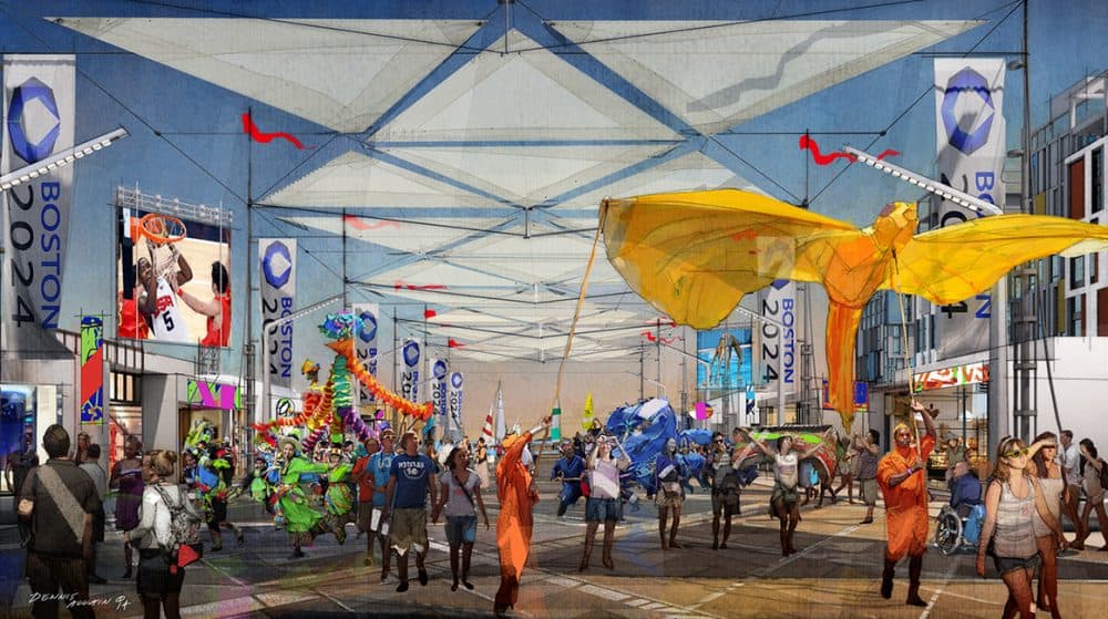 A conceptual drawing from the Boston 2024 Summer Olympics bid to the USOC. (Boston 2024)
