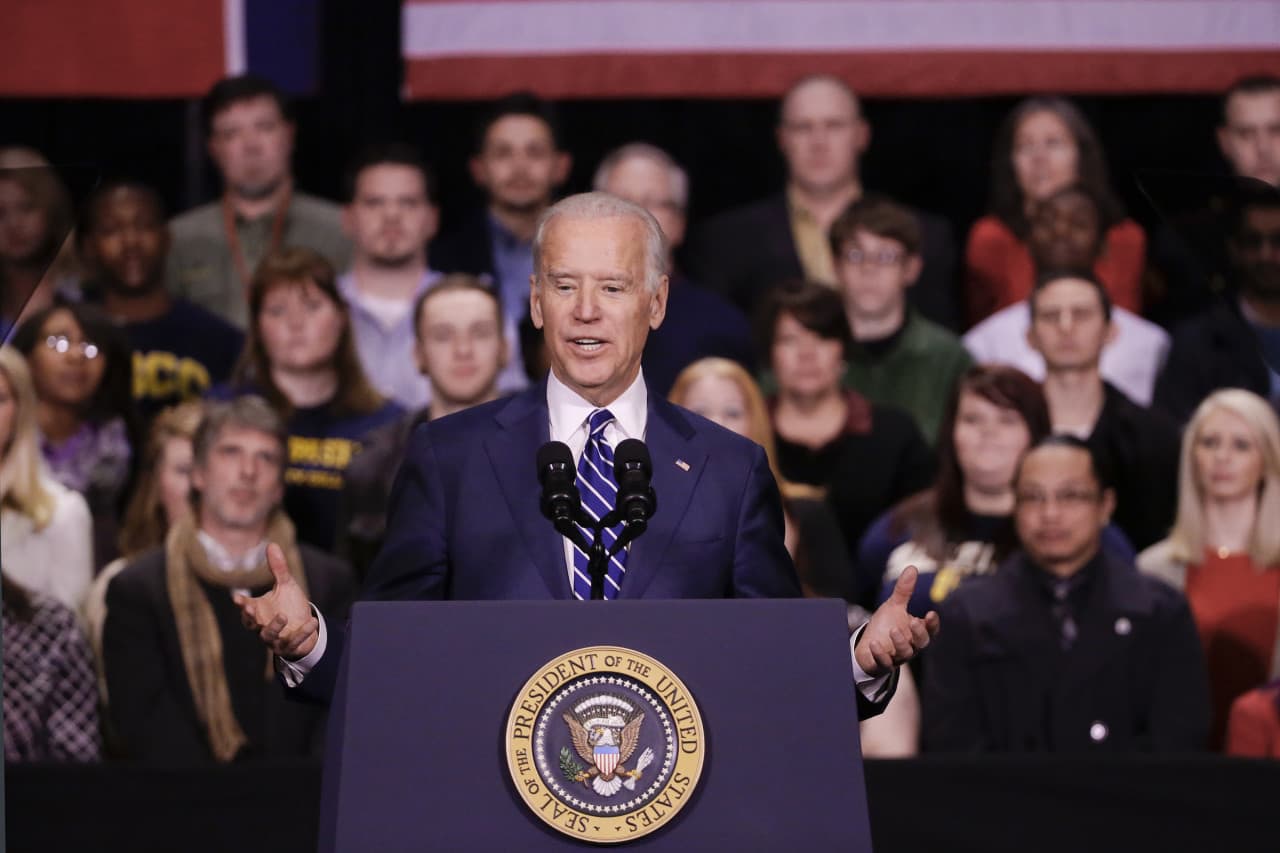 Vice President Joe Biden speaks at Pellissippi State Community College Friday, Jan. 9, 2015, in Knoxville, Tenn. (AP)