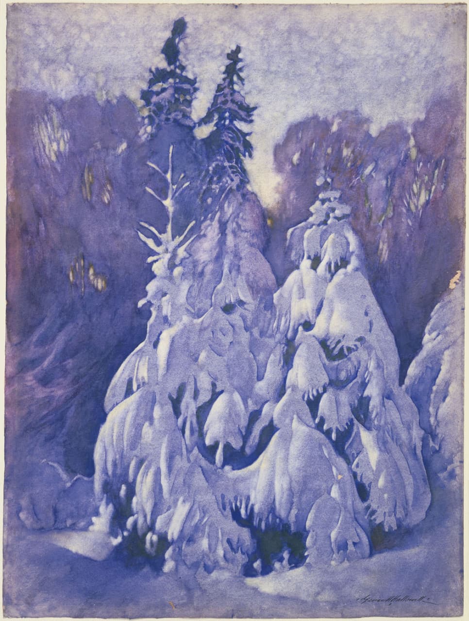 Boston artist George Hawley Hallowell painted this watercolor "Snow Drapery" somewhere between 1890 and 1910. (Museum of Fine Arts, Boston)
