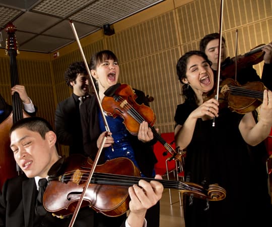 A Far Cry practices at the Isabella Stewart Gardner Museum, where they are musicians-in-residence. (Courtesy A Far Cry)