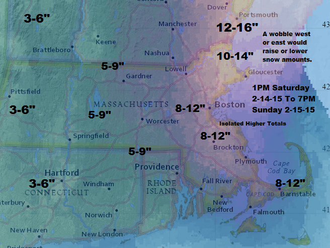 David Epstein's snowfall predictions, as of Saturday morning 