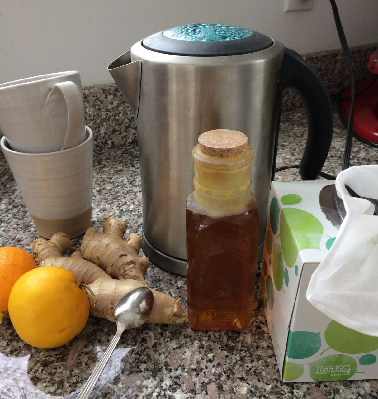 Hot Ginger-Lemon-Honey Tea takes the edge of any cold or flu. (Kathy Gunst)