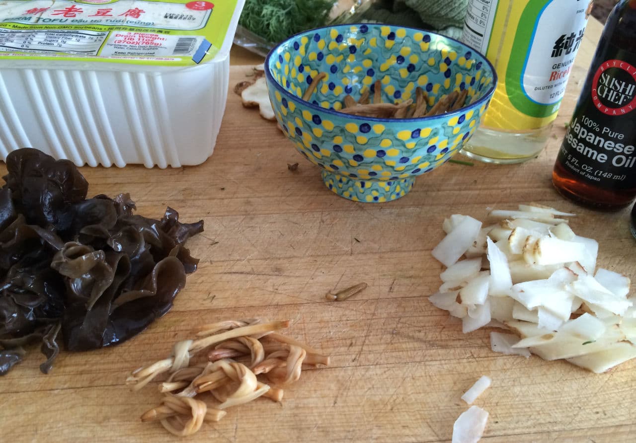 Ingredients for Hot and Sour Soup. (Kathy Gunst)