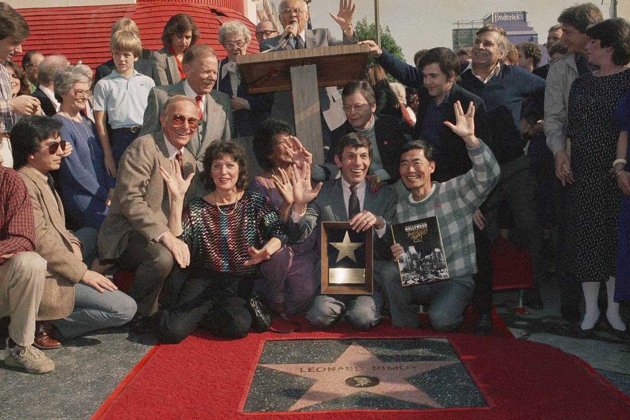 Nimoy receives a star on the Hollywood Walk of Fame in 1985. (Wally Fong/AP)