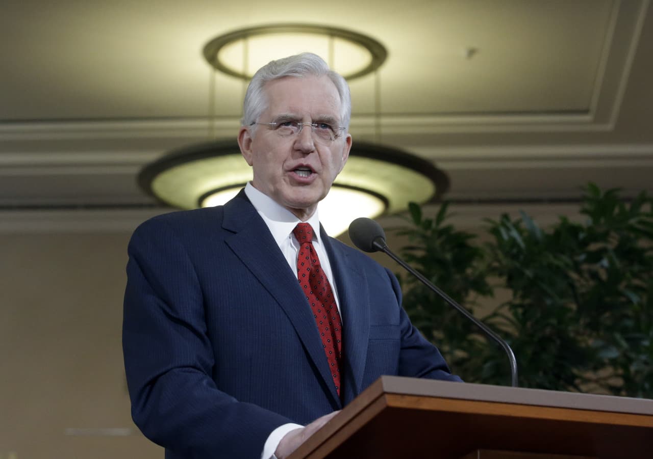 Elder D. Todd Christofferson of the Church's Quorum of the Twelve Apostles speaks during a news conference at the Conference Center, Tuesday, Jan. 27, 2015, in Salt Lake City. (Rick Bowmer/AP)
