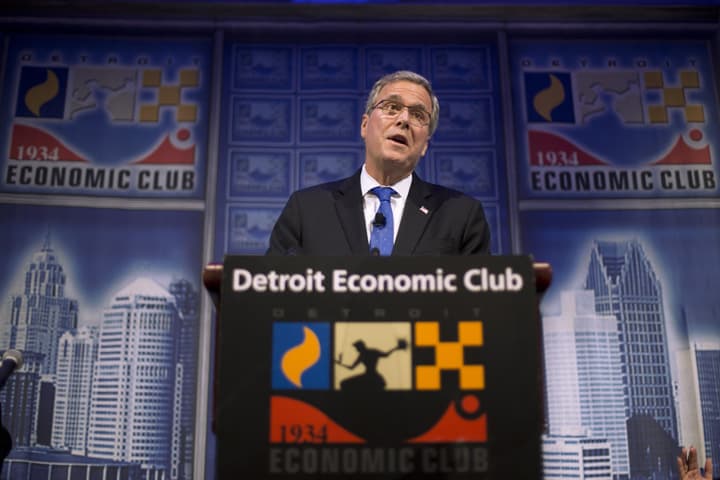 Former Florida Gov. Jeb Bush speaks at a Economic Club of Detroit meeting in Detroit Wednesday, Feb. 4, 2015. (AP)